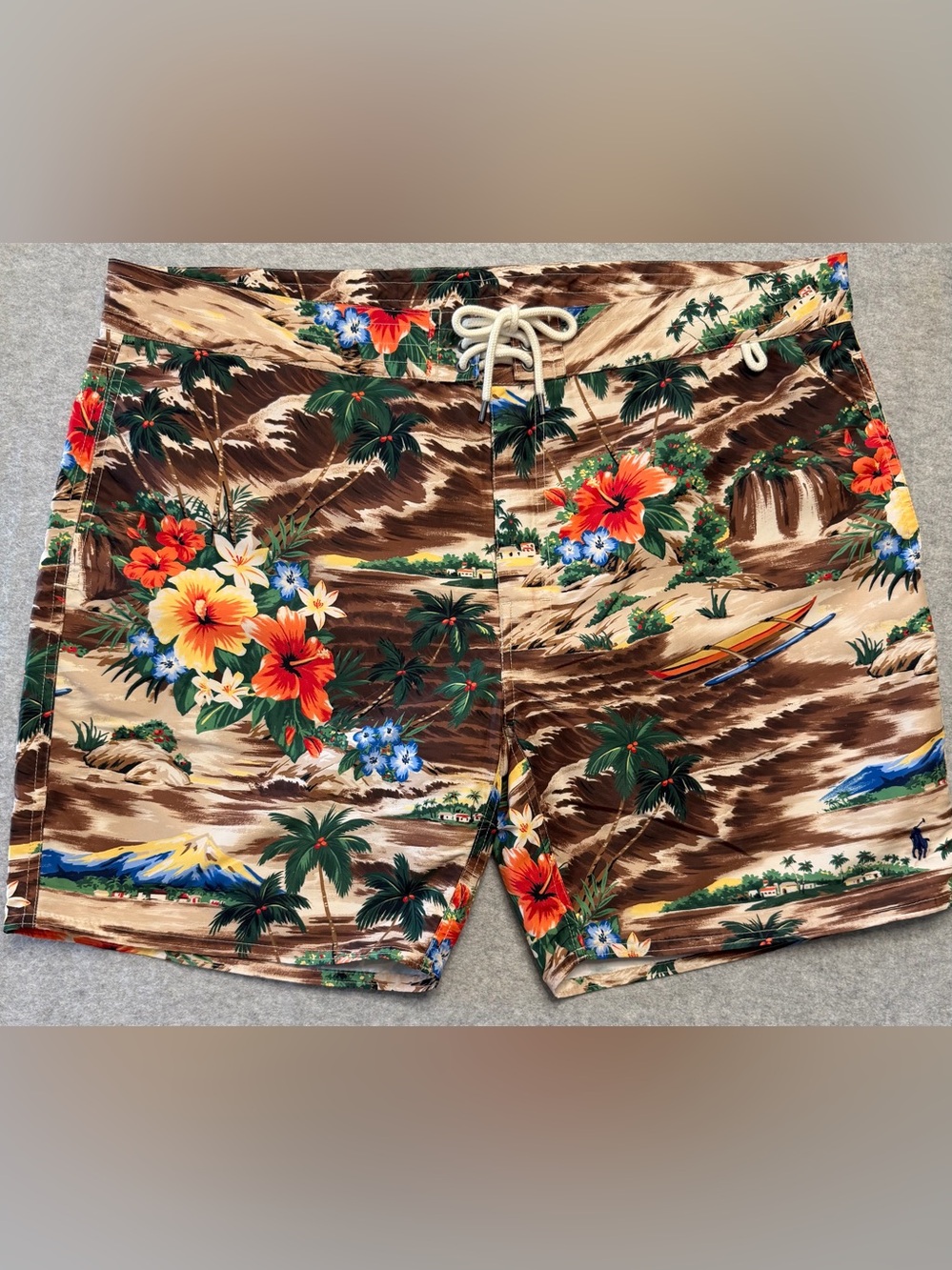 Polo Ralph Lauren Men’s 36 Hawaiian Tropical Swim Trunks Palm Trees NWT